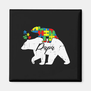Imã Papa Urso Autismo Consciência Quebra-cabeça Pai Pe
