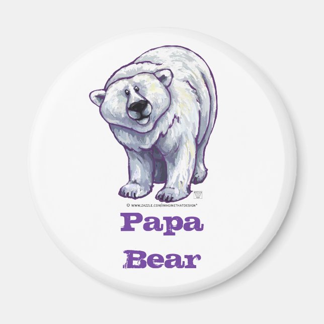 Imã Papa Urso Polar com Magneta Redonda (Frente)