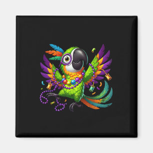 Imã Papagaio de Mardi Gras - Pássaro de Festa Alegre 