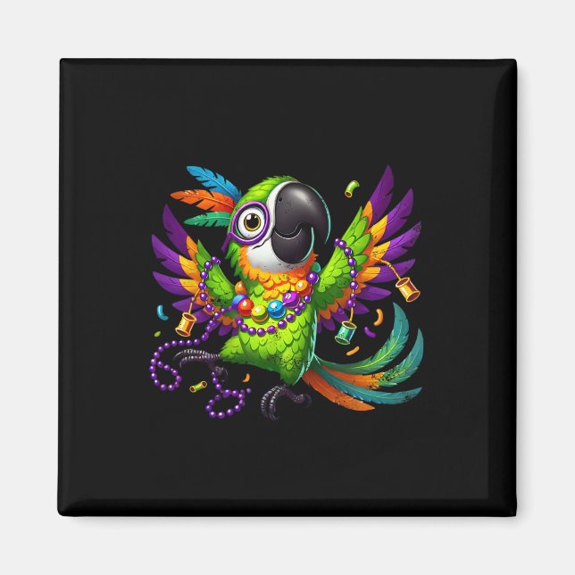 Imã Papagaio de Mardi Gras - Pássaro de Festa Alegre  (Frente)