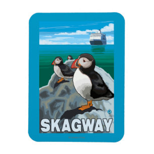 Ímã Papagaio-do-mar & navio de cruzeiros - Skagway,