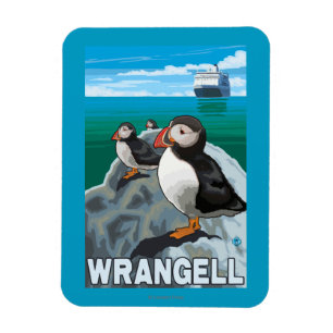 Ímã Papagaio-do-mar & navio de cruzeiros - Wrangell,
