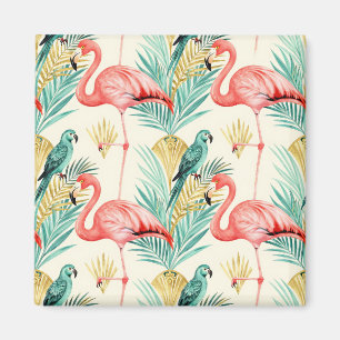 Imã Papagaio Flamingo Tropical da Selva