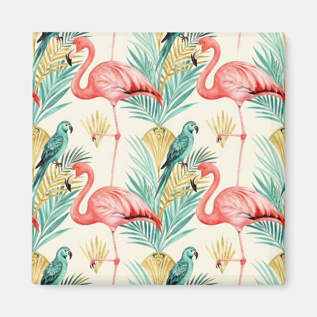 Imã Papagaio Flamingo Tropical da Selva (Frente)