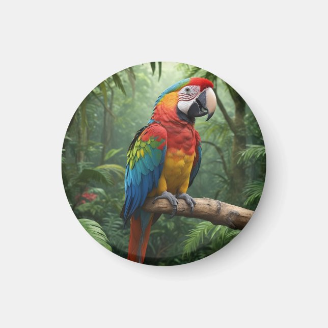 Imã Papagaio Macaw na Selva (Frente)