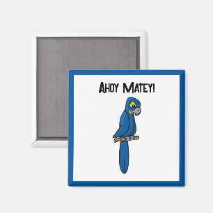 Imã Papagaio Pirata Desenho Animado Ahoy Matey, Papaga