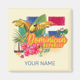 Imã Papagaio Retro da Ilha de Caribes da República Dom