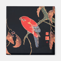 Papagaio Vermelho no Ramal de uma Árvore por Ito J