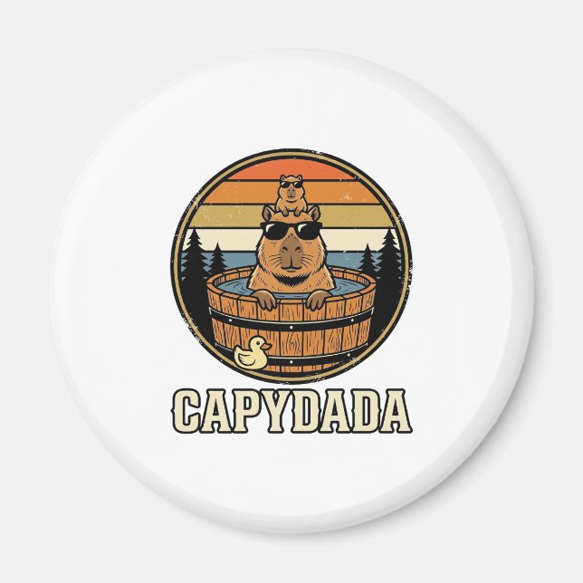 Imã Papai Capivara Capydada Design Vector Retro Banhei (Frente)