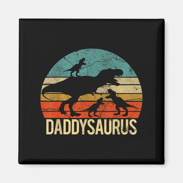 Imã Papai Dinossauro Daddysaurus 3 Três Crianças Natal (Frente)