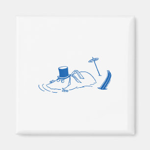 Imã Papai Moomin Azul Esquiodo na Neve Jogos de Invern