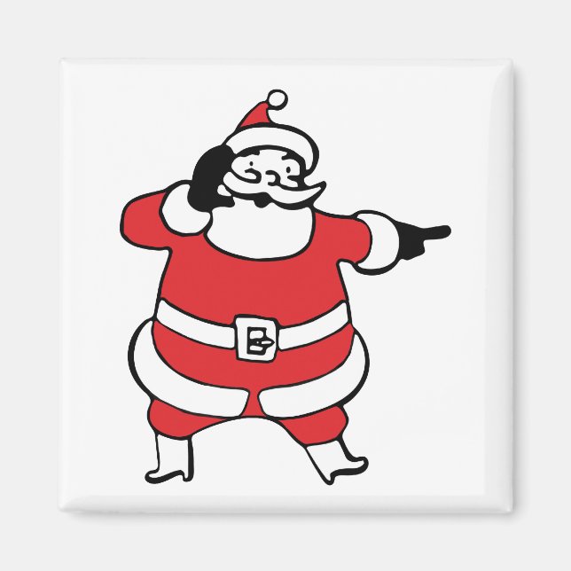 Imã Papai Noel alegre chamando as renas no Natal (Frente)