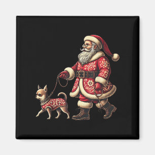Imã Papai Noel andando Chihuahua Natal Amante de Cacho