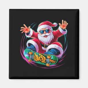 Imã Papai Noel andando de skate pijama de Natal homens