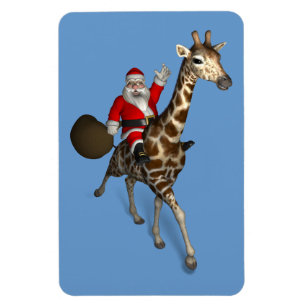 Ímã Papai Noel Andando Em Girafa