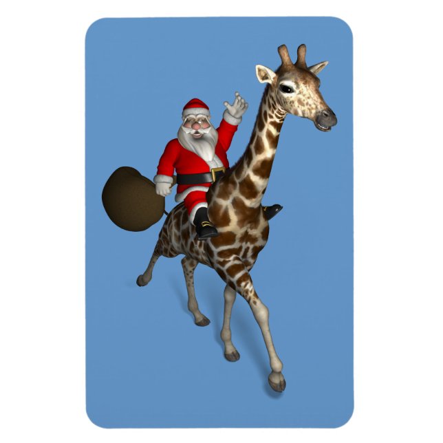 Ímã Papai Noel Andando Em Girafa (Vertical)