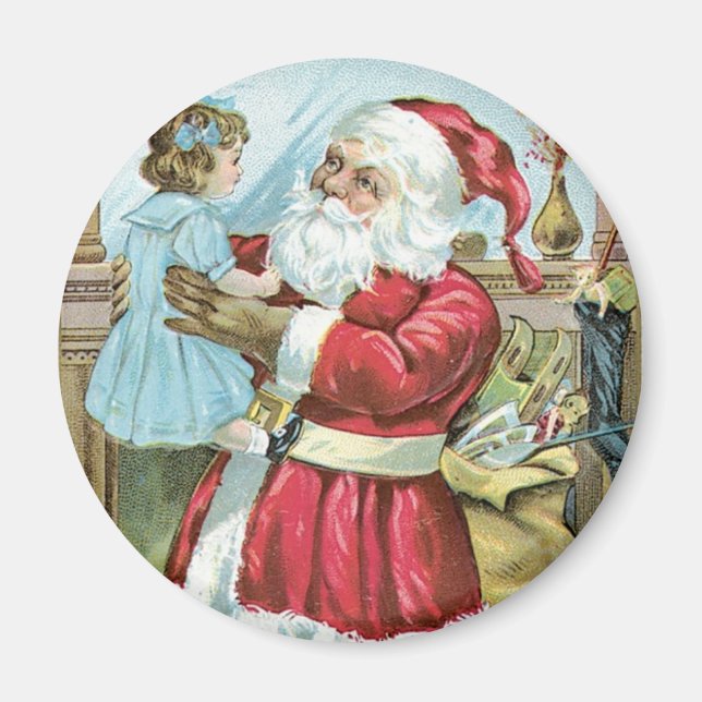 Imã Papai Noel Antigo com Criança (Frente)