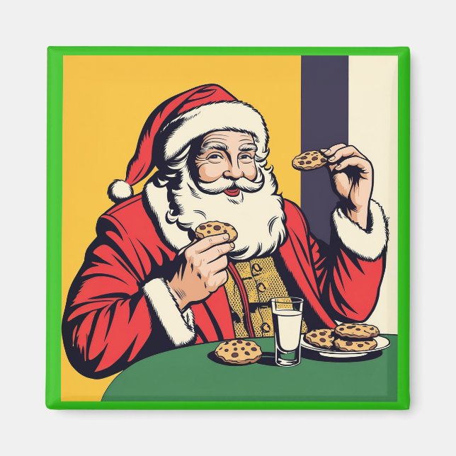 Imã Papai Noel Aproveitando Um Snack (Frente)