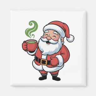 Imã Papai Noel Bebendo um Natal Matcha