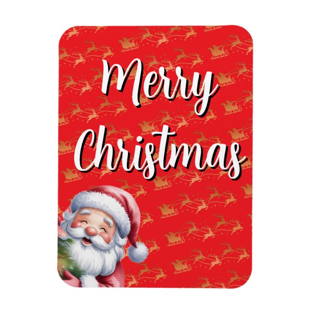 Ímã Papai Noel Bonito e Divertido & Tipografia (Vertical)