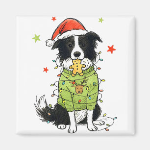 Imã Papai Noel Border Collie Natal Border Collie Cacho