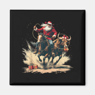 Imã Papai Noel Caubói Natal Vintage Cavalo Vaqueiro Ho