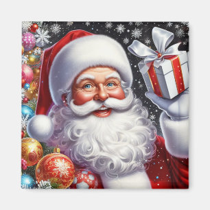 Imã Papai Noel clássico com presente e enfeites