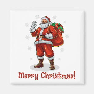 Imã Papai Noel Clássico trazendo presentes de Natal