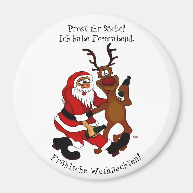 Imã Papai Noel com alce - Feliz Natal (Frente)