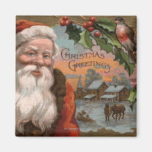 Imã Papai noel com azevinho, cena da vila