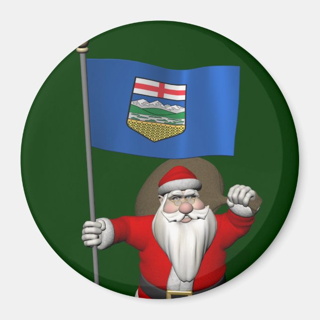Imã Papai Noel Com Bandeira De Alberta CDN (Frente)