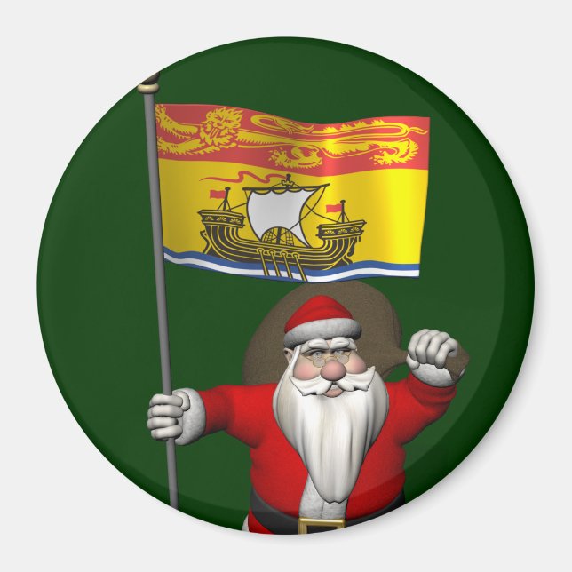 Imã Papai Noel Com Bandeira De New Brunswick CDN (Frente)