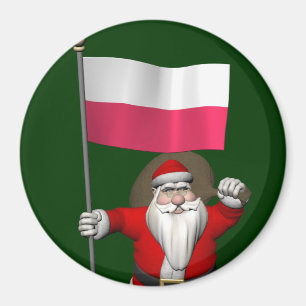 Imã Papai Noel Com Bandeira De Polônia
