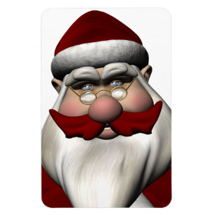 Ímã Papai Noel com bigode vermelho