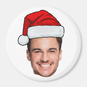 Imã Papai Noel com Foto Personalizada de Rosto no Chap