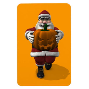 Ímã Papai Noel com um Grande Abóbora