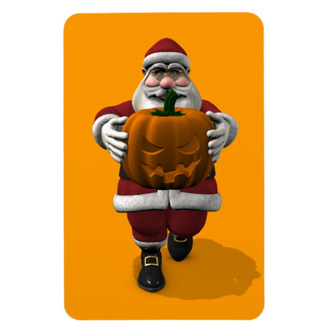 Ímã Papai Noel com um Grande Pumpkin (Vertical)