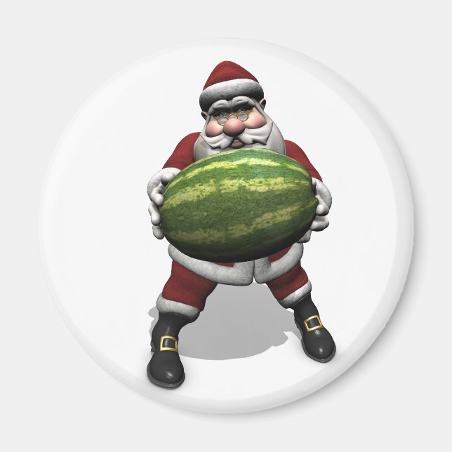 Imã Papai Noel com uma imensa melancia (Frente)