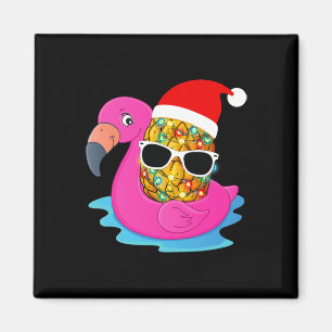 Imã Papai Noel de Flamingo de Abacaxi no Natal Havaian