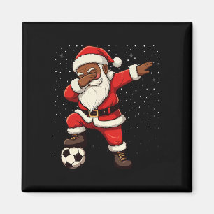 Imã Papai Noel de Futebol Dabbing Afro-Americano Natal