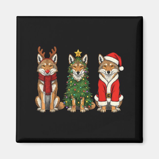 Imã Papai Noel de Natal Coyote Retrô Rena  (Frente)