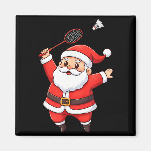 Imã Papai Noel de Natal Jogando Badminton Lindo Badmin