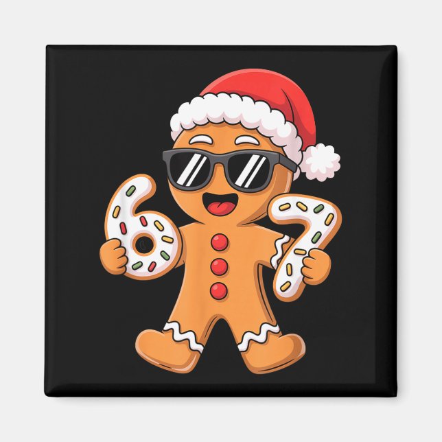 Imã Papai Noel de Pão de Mel com Óculos de Sol Seguran (Frente)