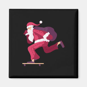 Imã Papai Noel de Skate Engraçado Presente de Natal 