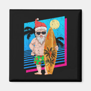 Imã Papai Noel de Surf de Verão Tropical Natal Diverti