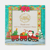 Papai Noel de Trem com Presentes e Árvore de Natal