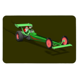 Ímã Papai Noel Dirigindo Um Dragster