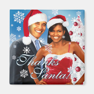 Imã Papai noel dos obrigados! Barack e ímã de Michel