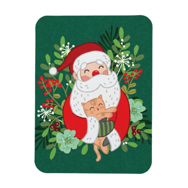 Ímã Papai Noel E Gato (Vertical)