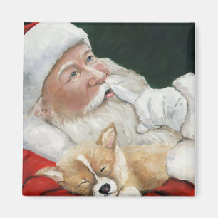 Imã Papai noel e ímã do Natal do filhote de cachorro